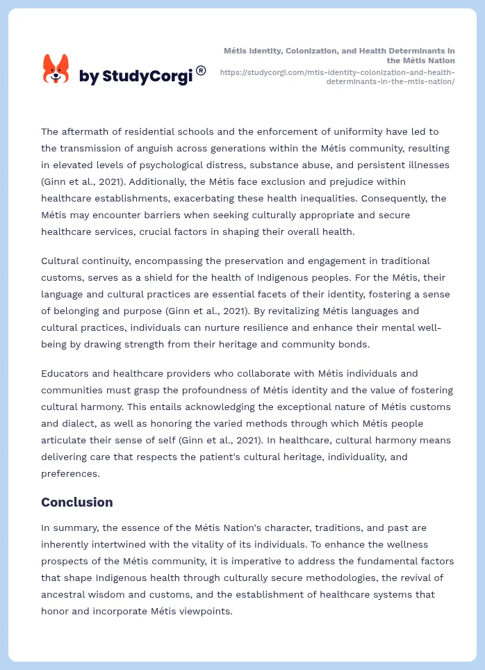Métis Identity, Colonization, and Health Determinants in the Métis Nation. Page 2