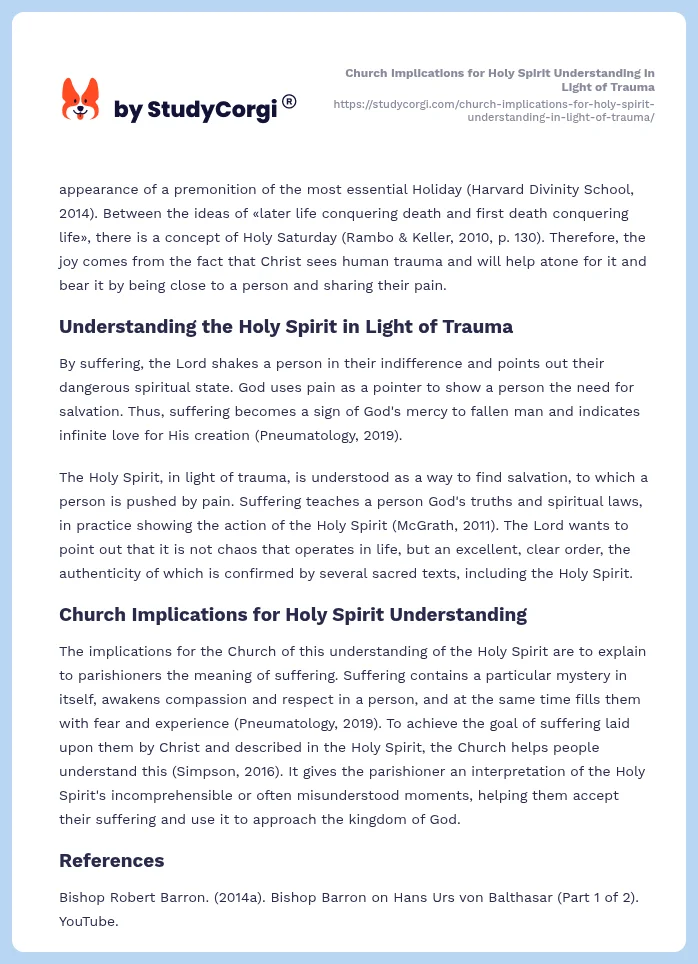 Church Implications for Holy Spirit Understanding in Light of Trauma. Page 2