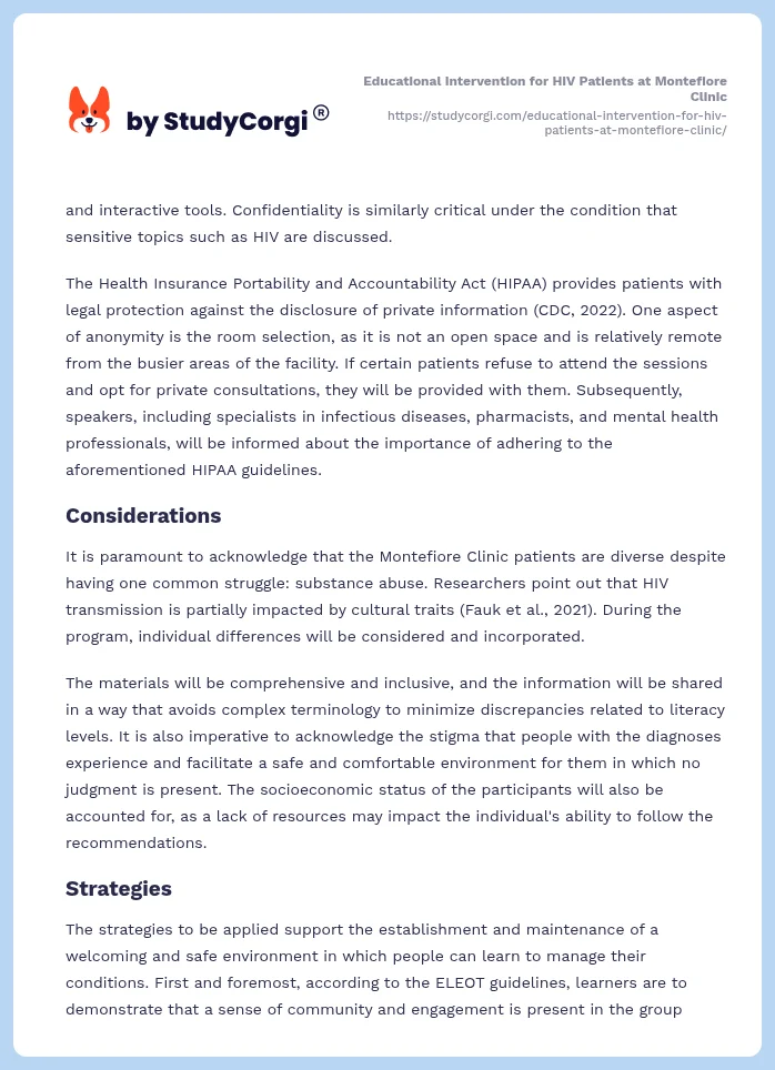 Educational Intervention for HIV Patients at Montefiore Clinic. Page 2