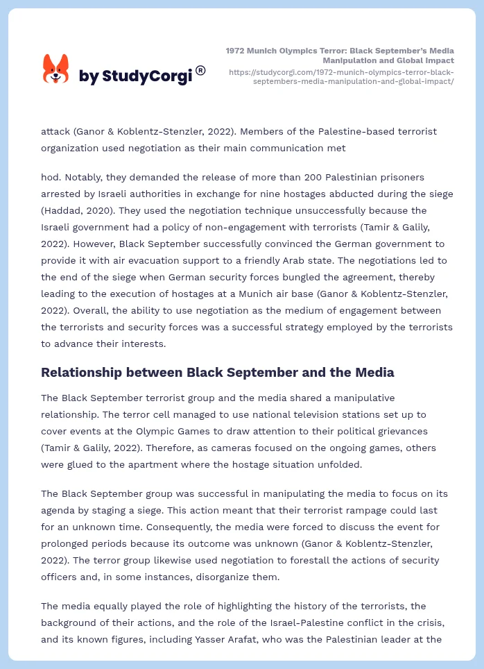 1972 Munich Olympics Terror: Black September’s Media Manipulation and Global Impact. Page 2