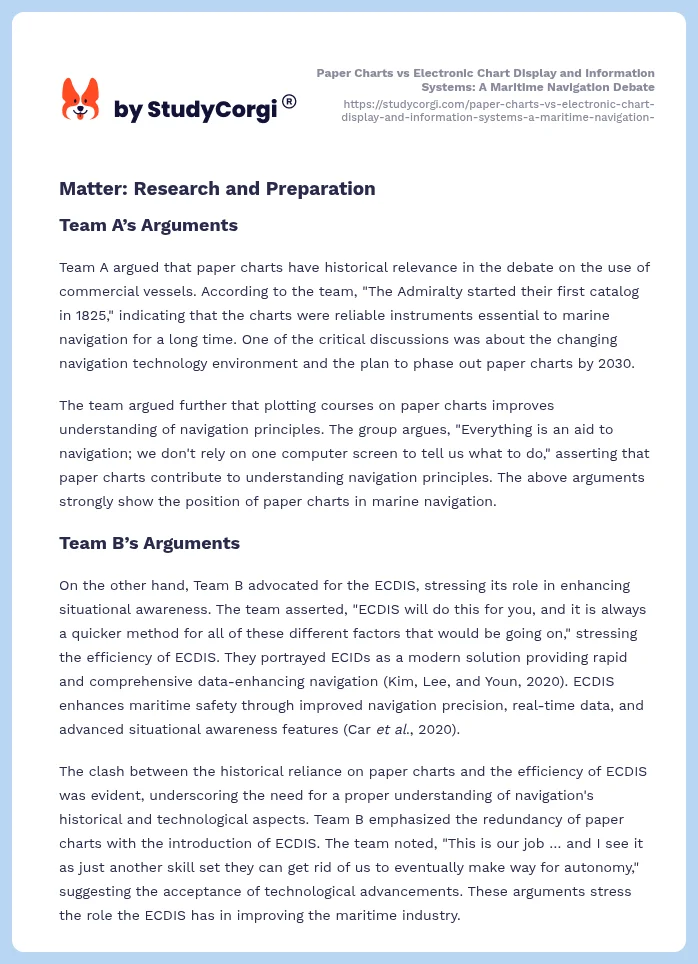 Paper Charts vs Electronic Chart Display and Information Systems: A Maritime Navigation Debate. Page 2