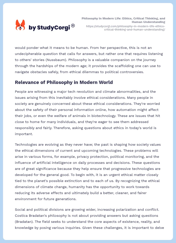 Philosophy in Modern Life: Ethics, Critical Thinking, and Human Understanding. Page 2