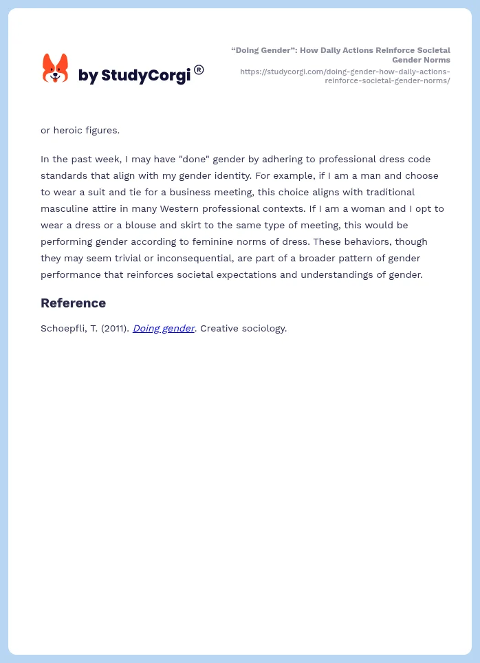 “Doing Gender”: How Daily Actions Reinforce Societal Gender Norms. Page 2