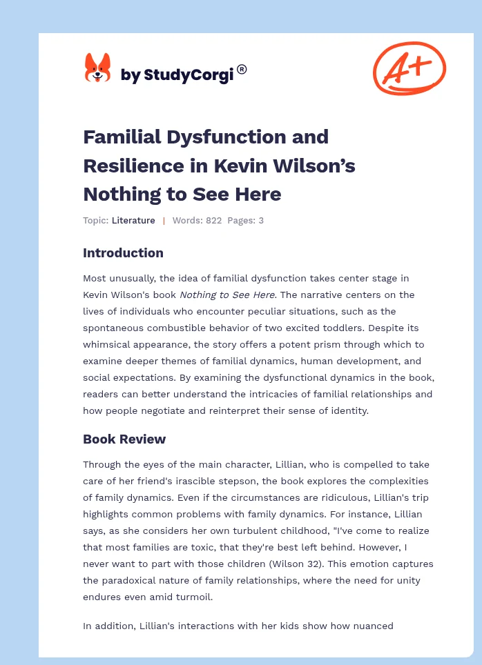 Familial Dysfunction and Resilience in Kevin Wilson’s Nothing to See Here. Page 1