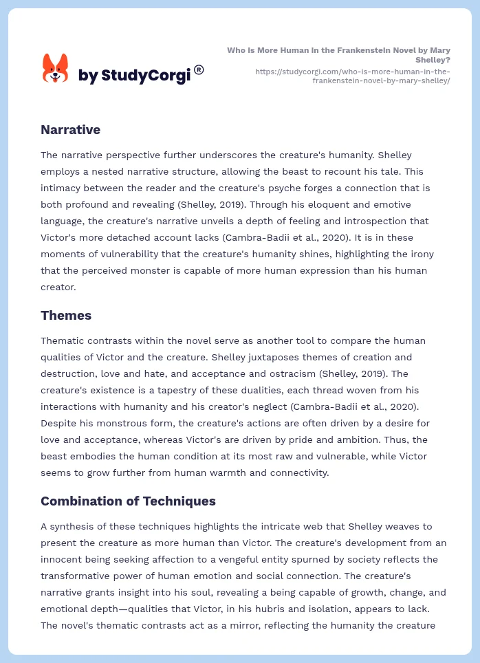 Who Is More Human in the Frankenstein Novel by Mary Shelley?. Page 2