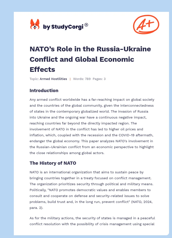 NATO’s Role in the Russia-Ukraine Conflict and Global Economic Effects. Page 1