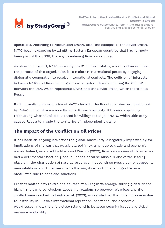 NATO’s Role in the Russia-Ukraine Conflict and Global Economic Effects. Page 2