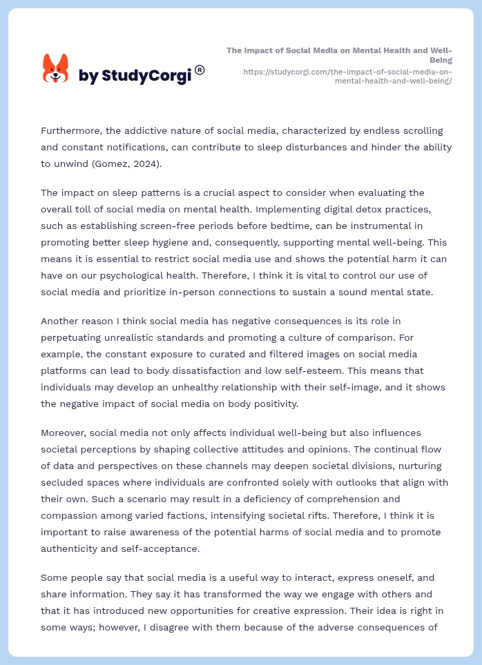 The Impact of Social Media on Mental Health and Well-Being. Page 2