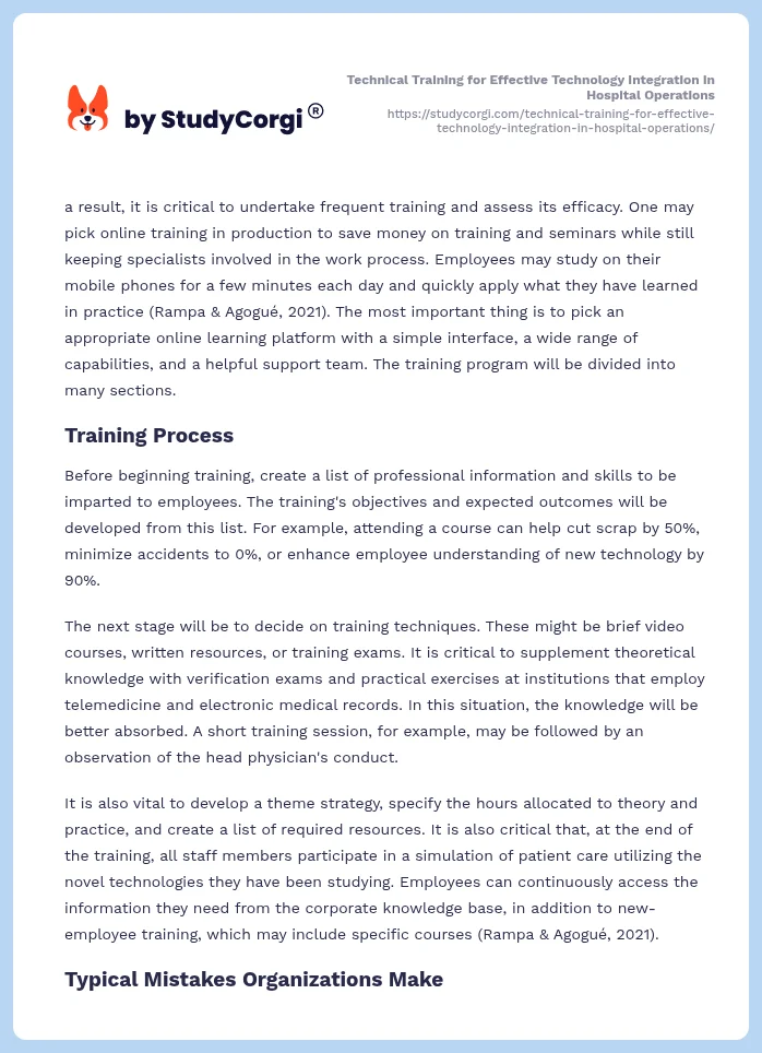 Technical Training for Effective Technology Integration in Hospital Operations. Page 2