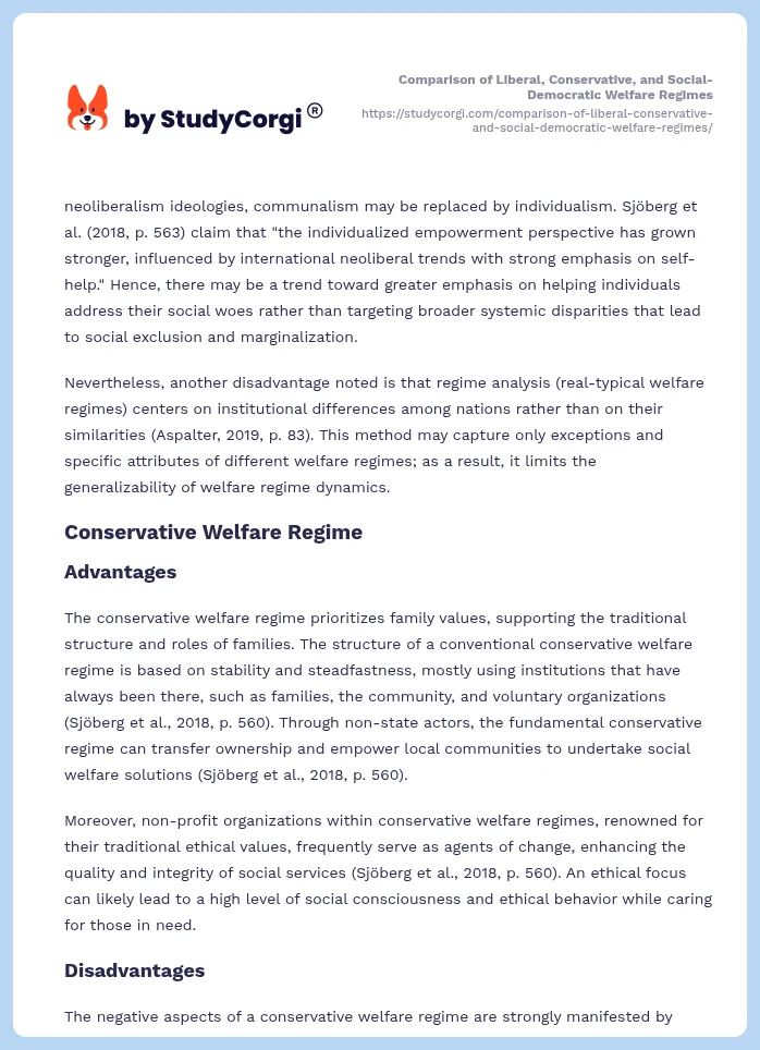 Comparison of Liberal, Conservative, and Social-Democratic Welfare Regimes. Page 2
