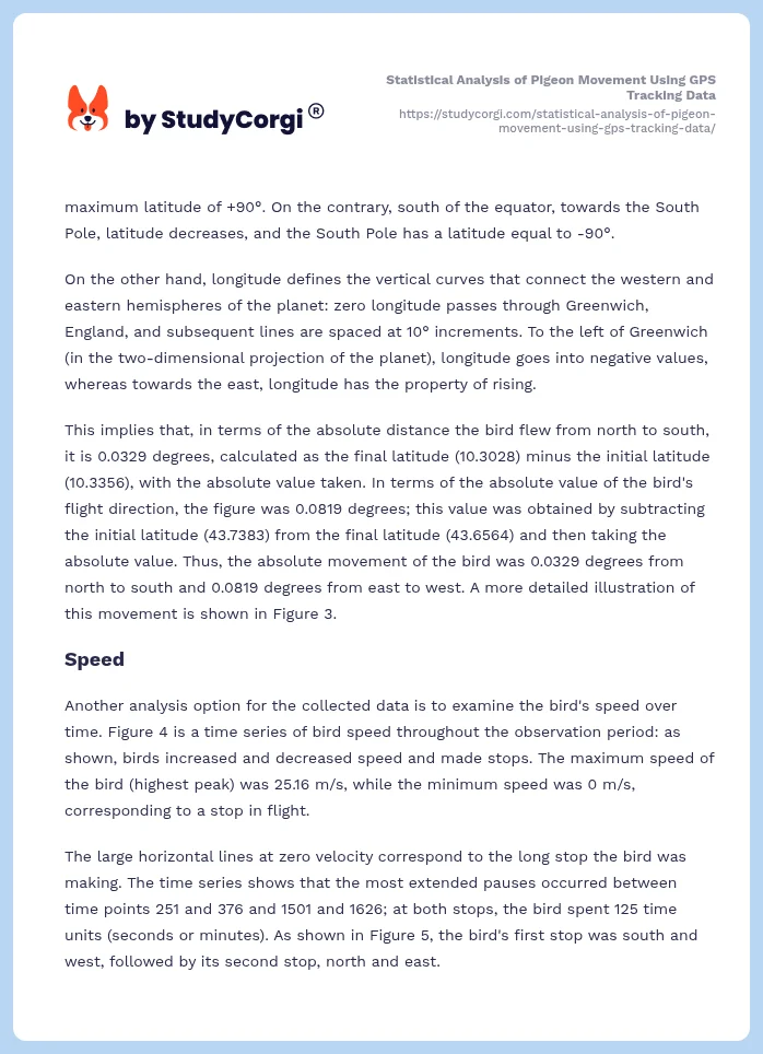 Statistical Analysis of Pigeon Movement Using GPS Tracking Data. Page 2