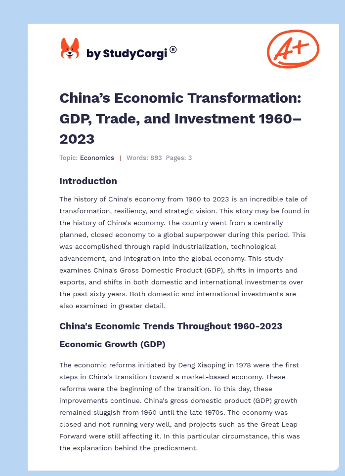 China’s Economic Transformation: GDP, Trade, and Investment 1960–2023. Page 1