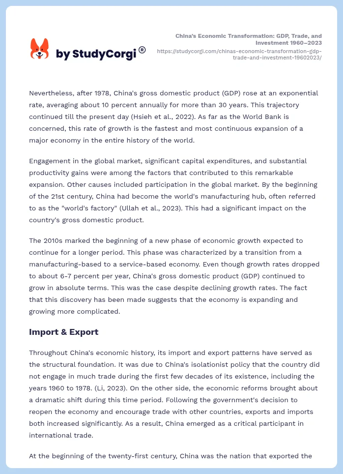 China’s Economic Transformation: GDP, Trade, and Investment 1960–2023. Page 2