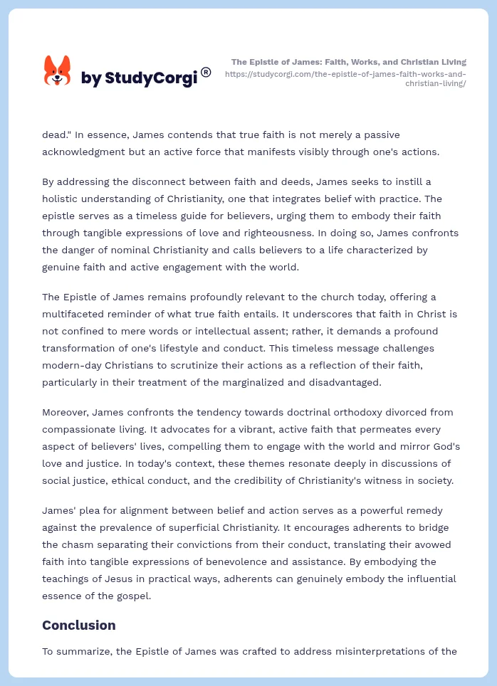 The Epistle of James: Faith, Works, and Christian Living. Page 2