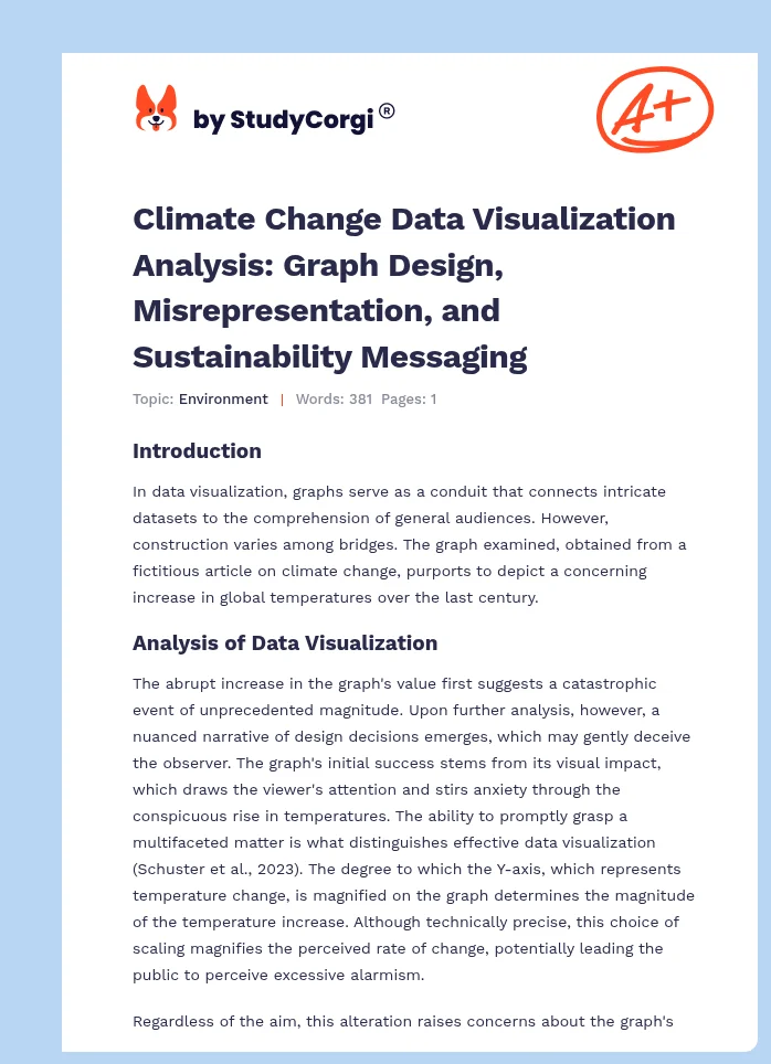 Climate Change Data Visualization Analysis: Graph Design, Misrepresentation, and Sustainability Messaging. Page 1