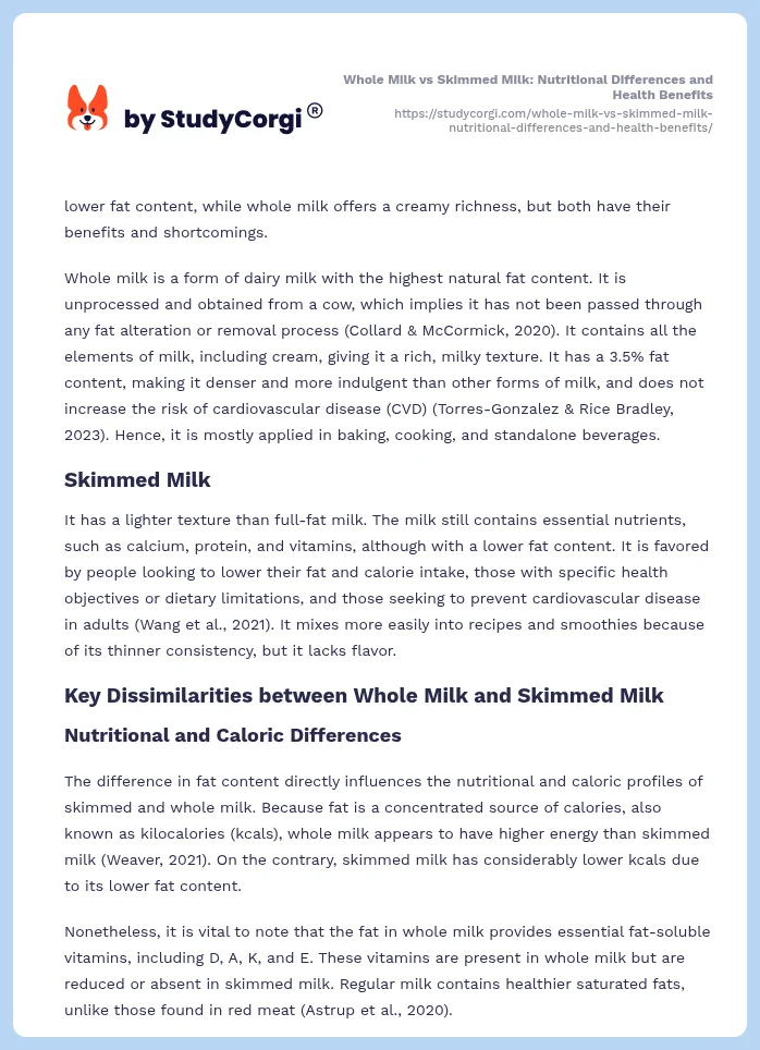 Whole Milk vs Skimmed Milk: Nutritional Differences and Health Benefits. Page 2