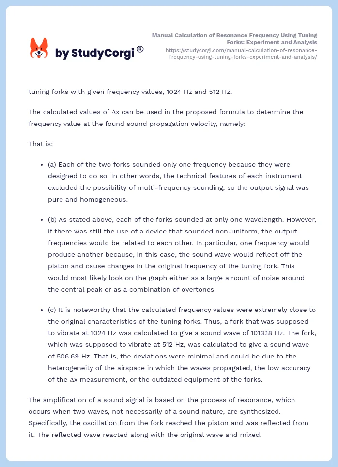 Manual Calculation of Resonance Frequency Using Tuning Forks: Experiment and Analysis. Page 2