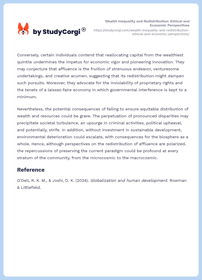 Wealth Inequality and Redistribution: Ethical and Economic Perspectives. Page 2