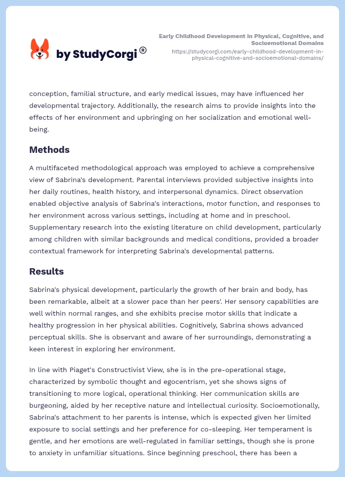 Early Childhood Development in Physical, Cognitive, and Socioemotional Domains. Page 2