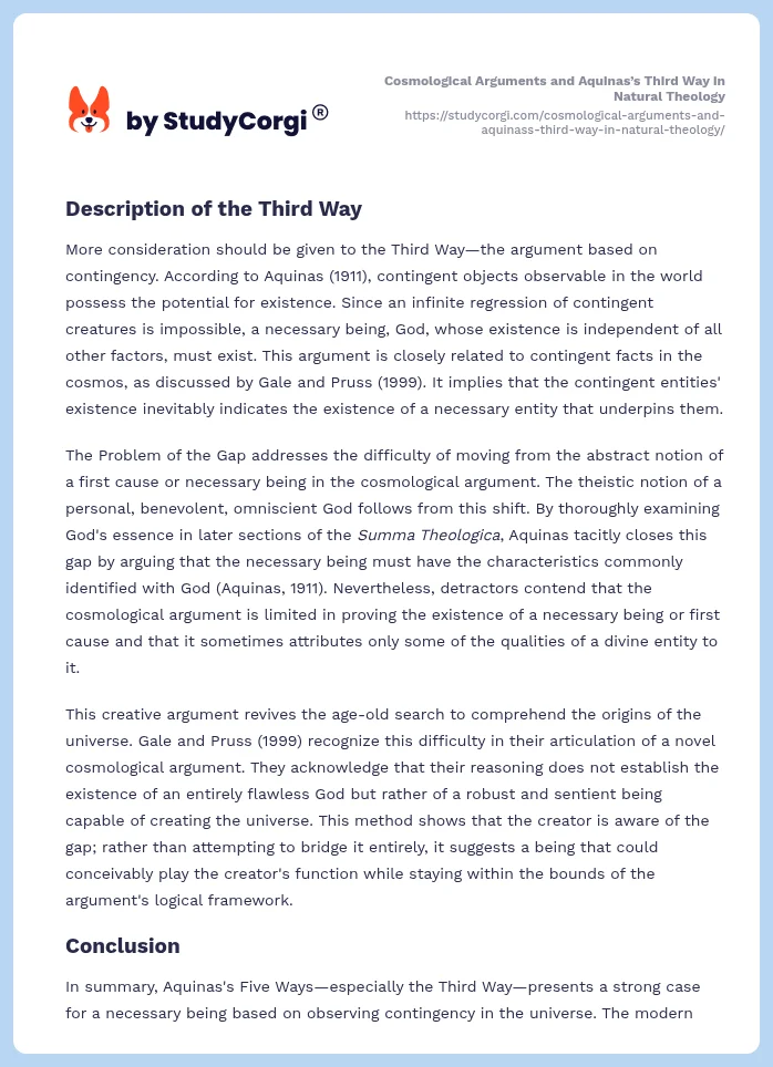 Cosmological Arguments and Aquinas’s Third Way in Natural Theology. Page 2