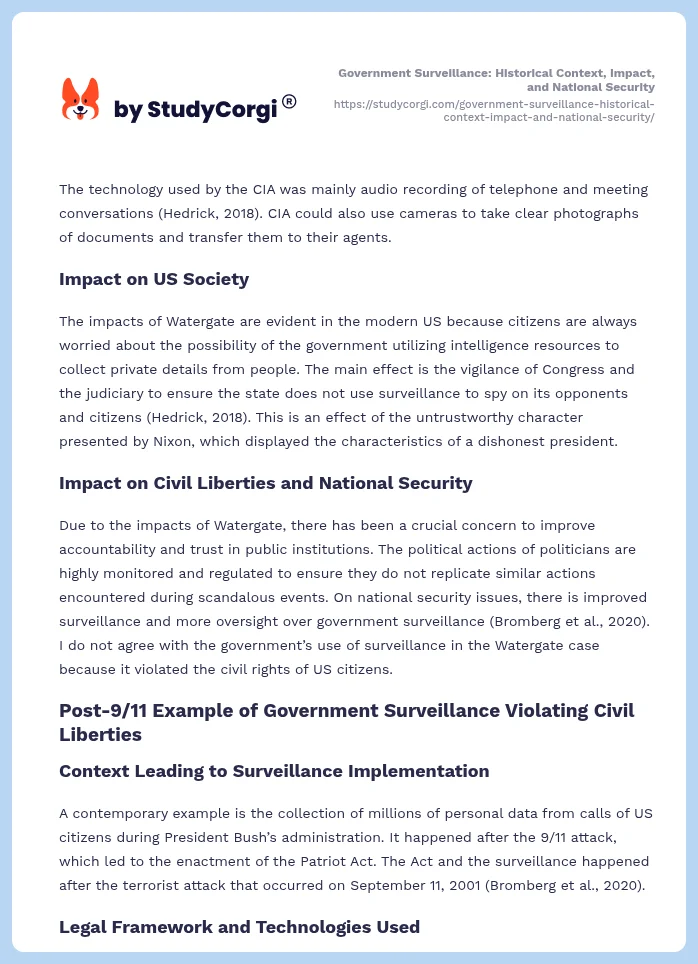 Government Surveillance: Historical Context, Impact, and National Security. Page 2