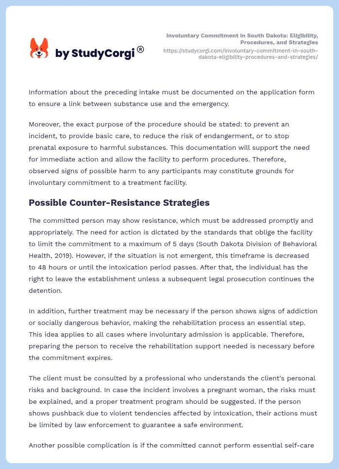 Involuntary Commitment in South Dakota: Eligibility, Procedures, and Strategies. Page 2