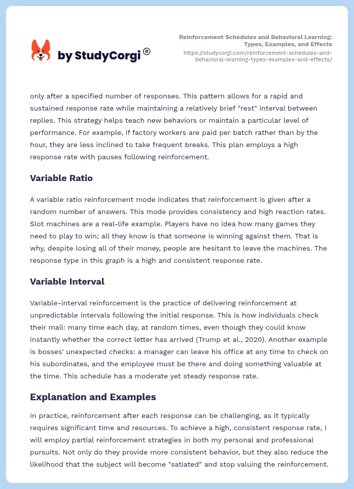 Reinforcement Schedules and Behavioral Learning: Types, Examples, and Effects. Page 2