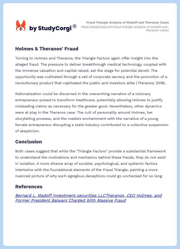 Fraud Triangle Analysis of Madoff and Theranos Cases. Page 2