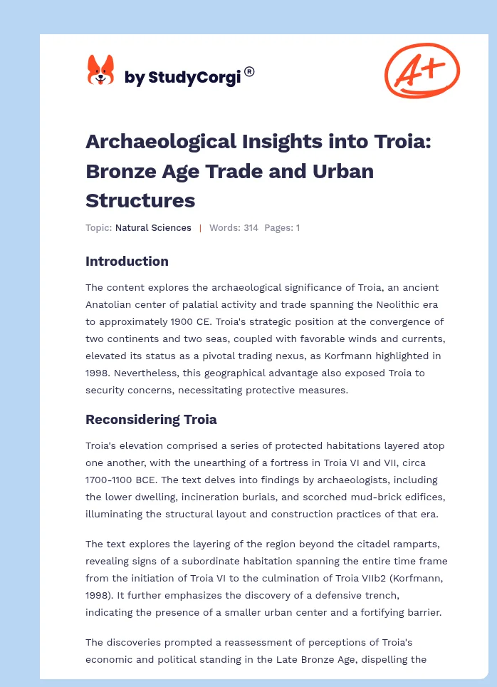 Archaeological Insights into Troia: Bronze Age Trade and Urban Structures. Page 1