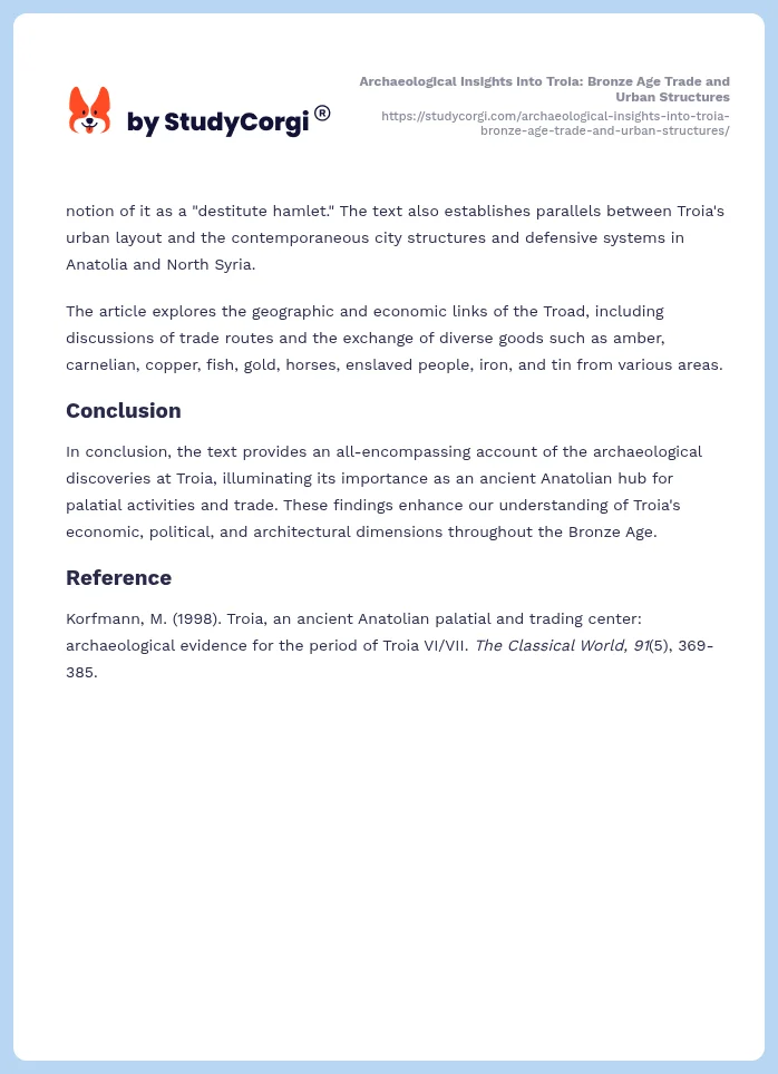 Archaeological Insights into Troia: Bronze Age Trade and Urban Structures. Page 2