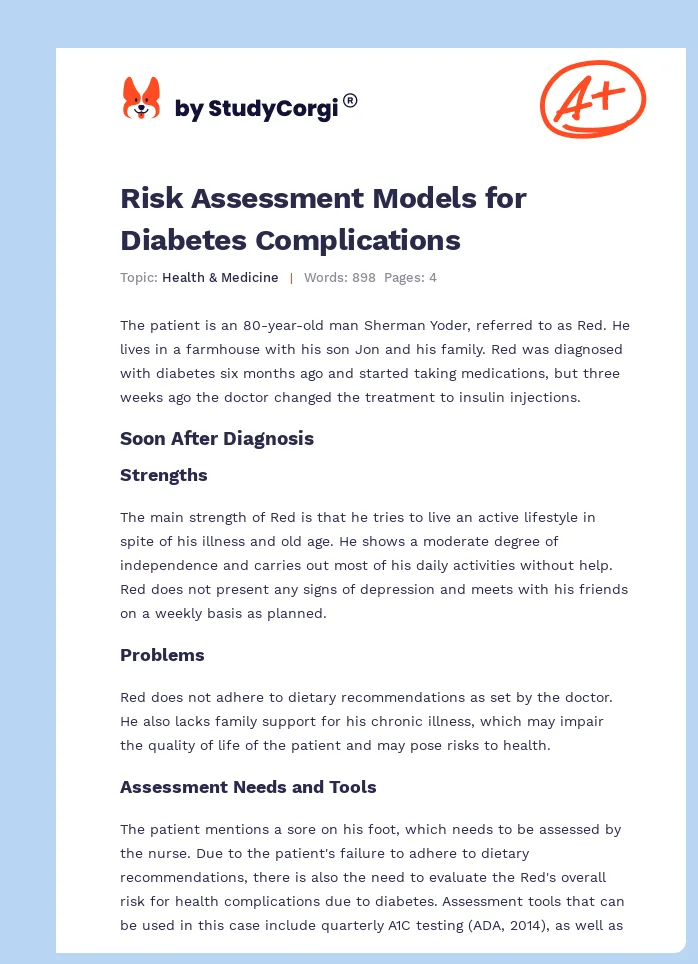 Risk Assessment Models for Diabetes Complications. Page 1