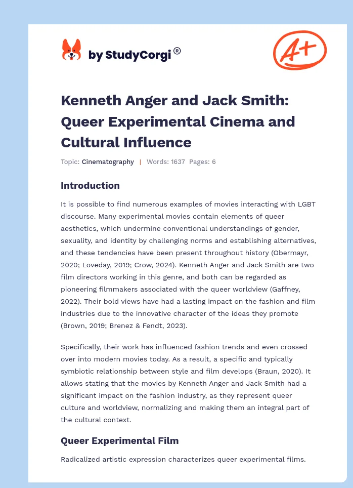 Kenneth Anger and Jack Smith: Queer Experimental Cinema and Cultural Influence. Page 1