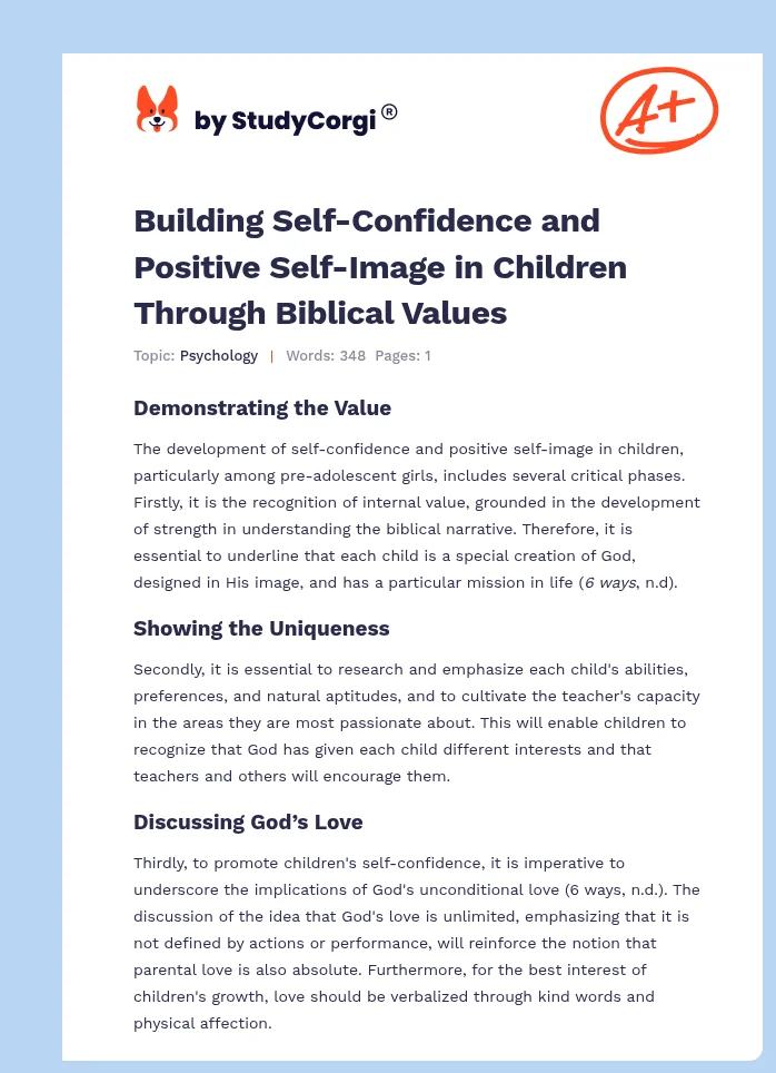 Building Self-Confidence and Positive Self-Image in Children Through Biblical Values. Page 1