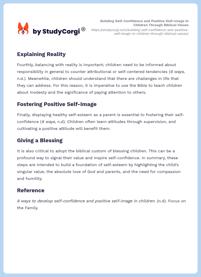 Building Self-Confidence and Positive Self-Image in Children Through Biblical Values. Page 2