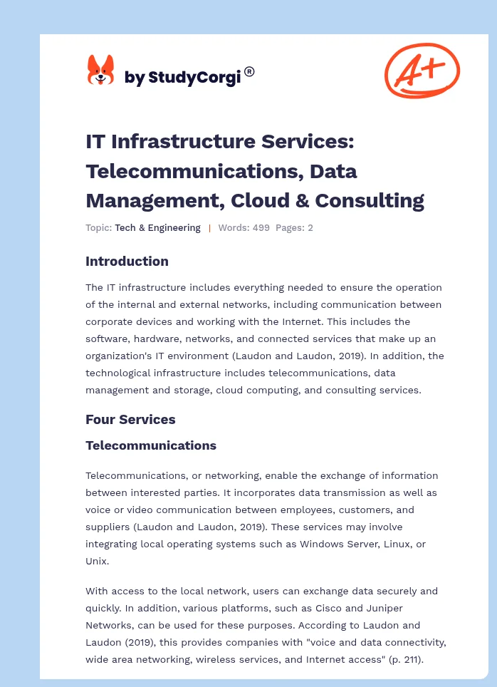 IT Infrastructure Services: Telecommunications, Data Management, Cloud & Consulting. Page 1