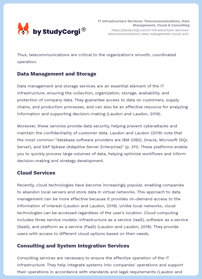 IT Infrastructure Services: Telecommunications, Data Management, Cloud & Consulting. Page 2