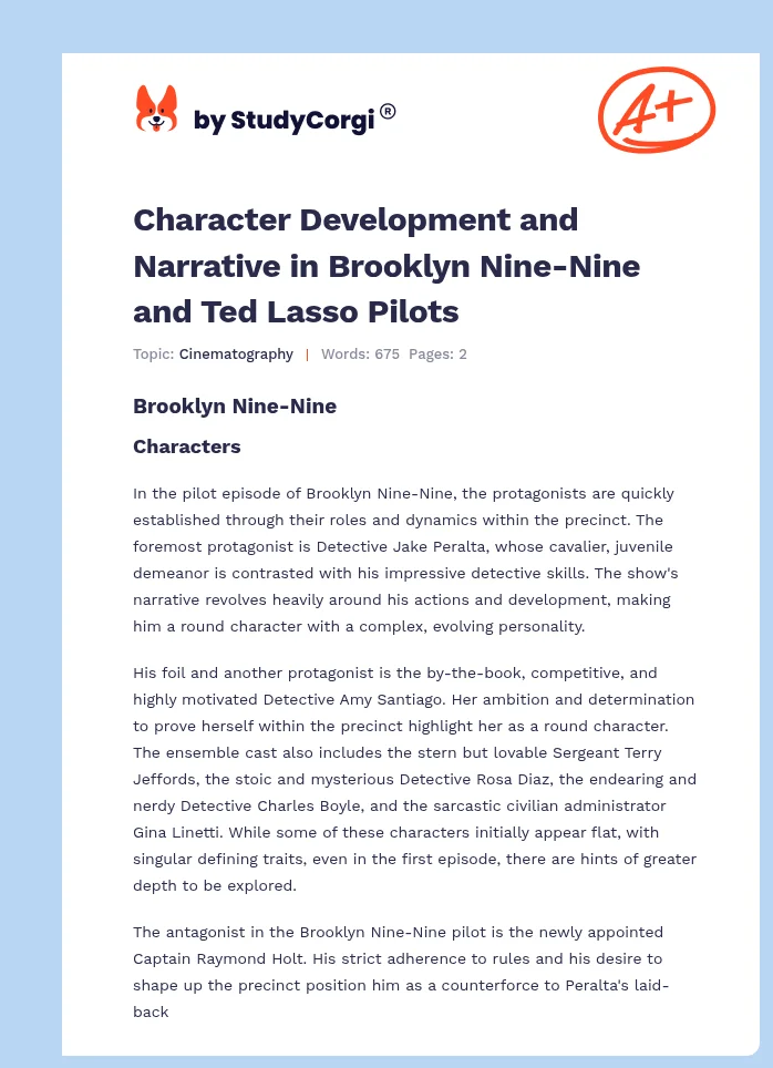 Character Development and Narrative in Brooklyn Nine-Nine and Ted Lasso Pilots. Page 1