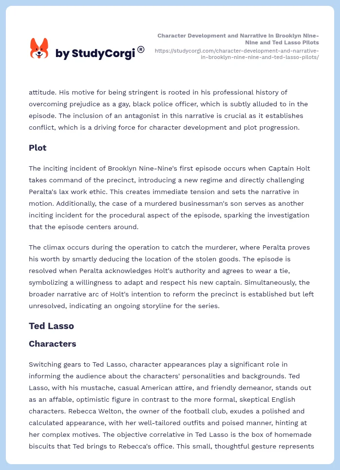 Character Development and Narrative in Brooklyn Nine-Nine and Ted Lasso Pilots. Page 2