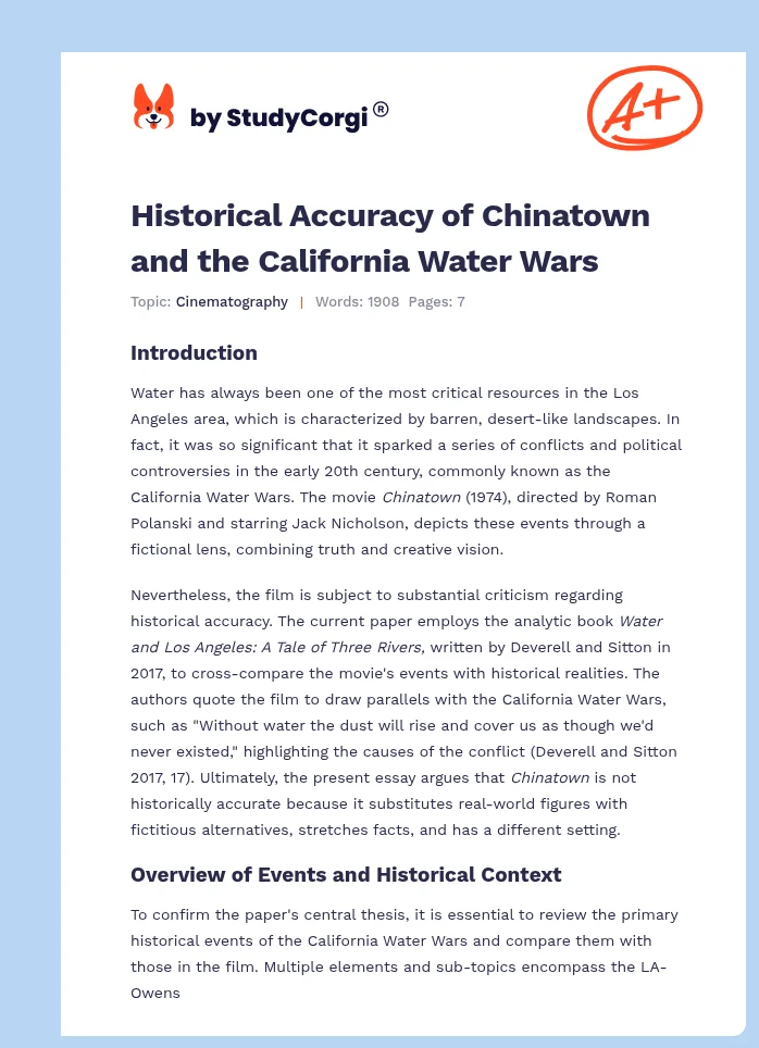 Historical Accuracy of Chinatown and the California Water Wars. Page 1