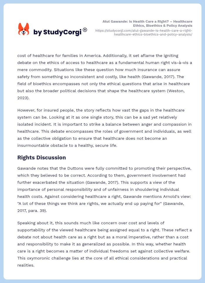 Atul Gawande: Is Health Care a Right? – Healthcare Ethics, Bioethics & Policy Analysis. Page 2