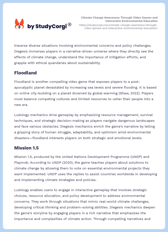 Climate Change Awareness Through Video Games and Interactive Environmental Education. Page 2