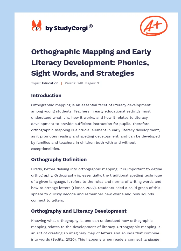 Orthographic Mapping and Early Literacy Development: Phonics, Sight Words, and Strategies. Page 1