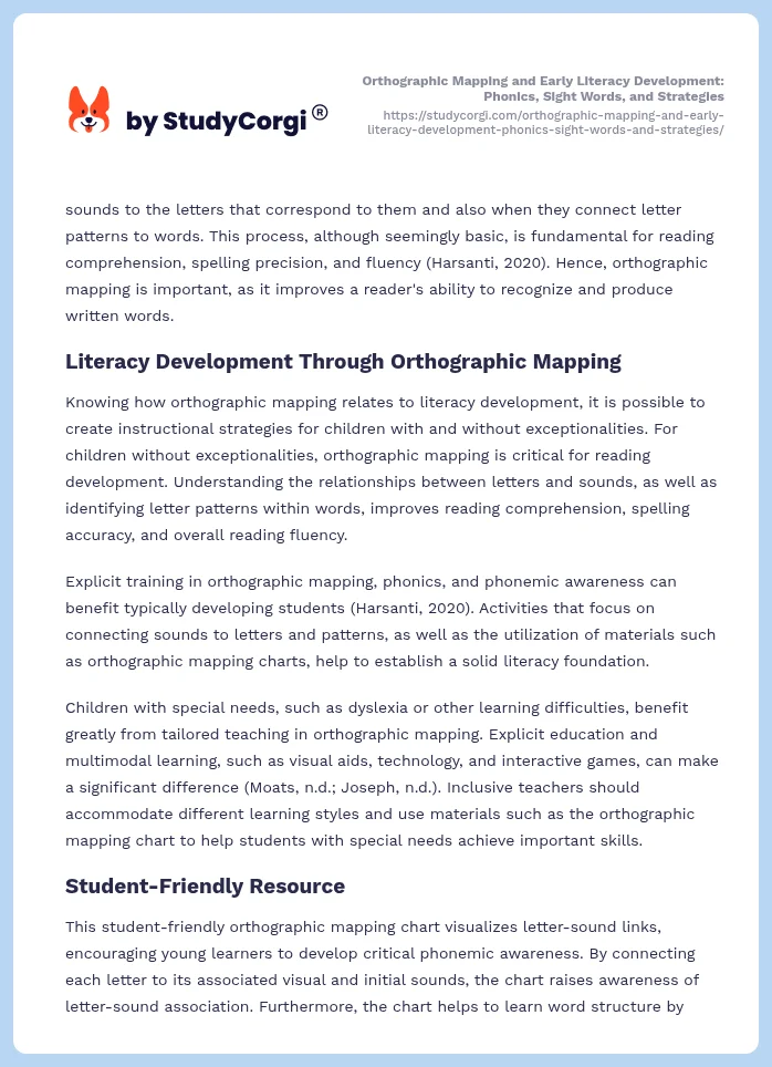 Orthographic Mapping and Early Literacy Development: Phonics, Sight Words, and Strategies. Page 2