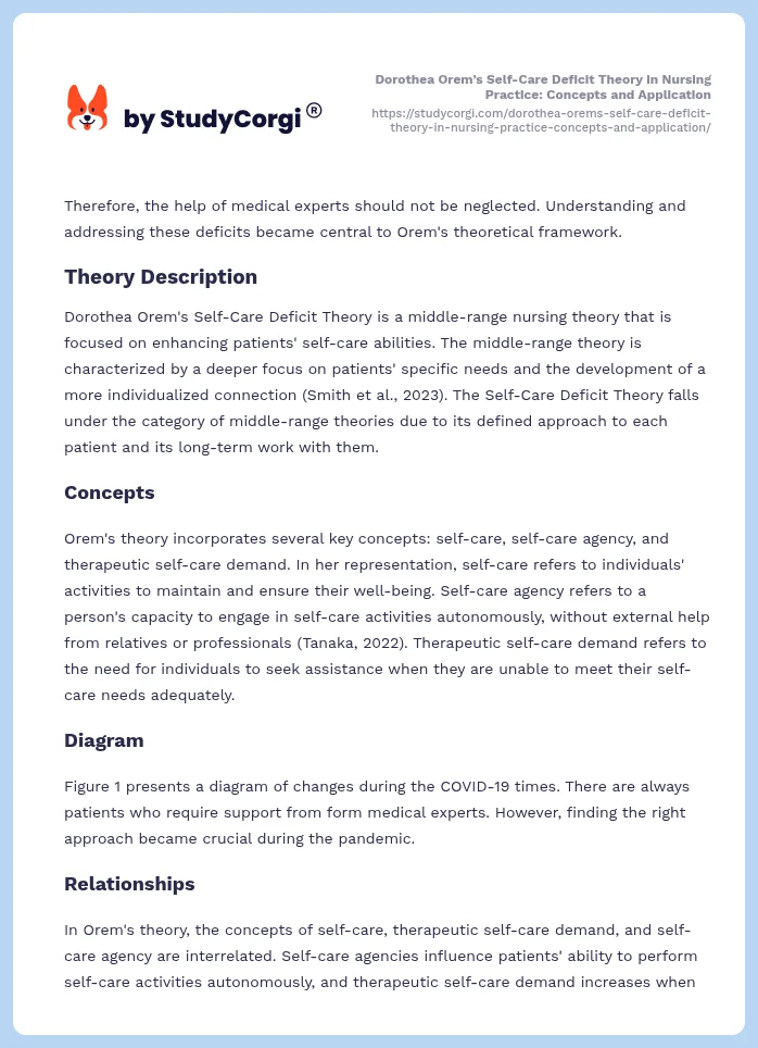 Dorothea Orem’s Self-Care Deficit Theory in Nursing Practice: Concepts and Application. Page 2