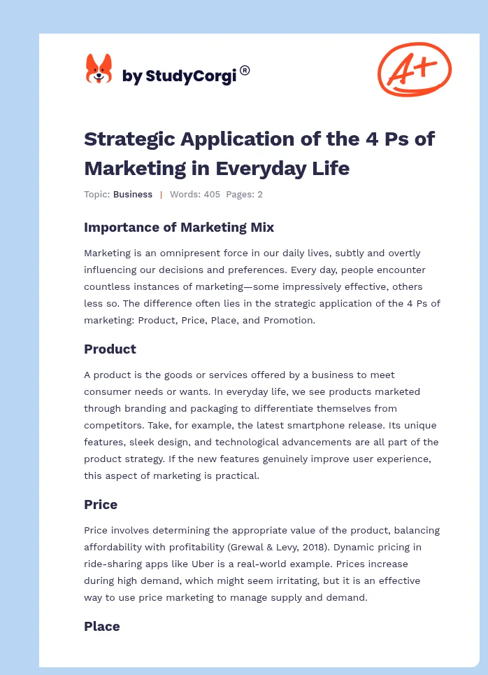 Strategic Application of the 4 Ps of Marketing in Everyday Life. Page 1