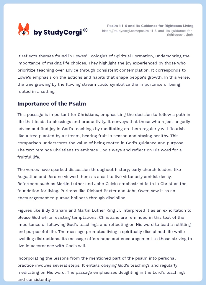 Psalm 1:1-6 and Its Guidance for Righteous Living. Page 2