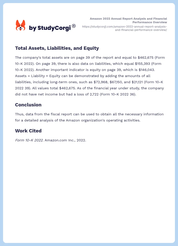 Amazon 2022 Annual Report Analysis and Financial Performance Overview. Page 2