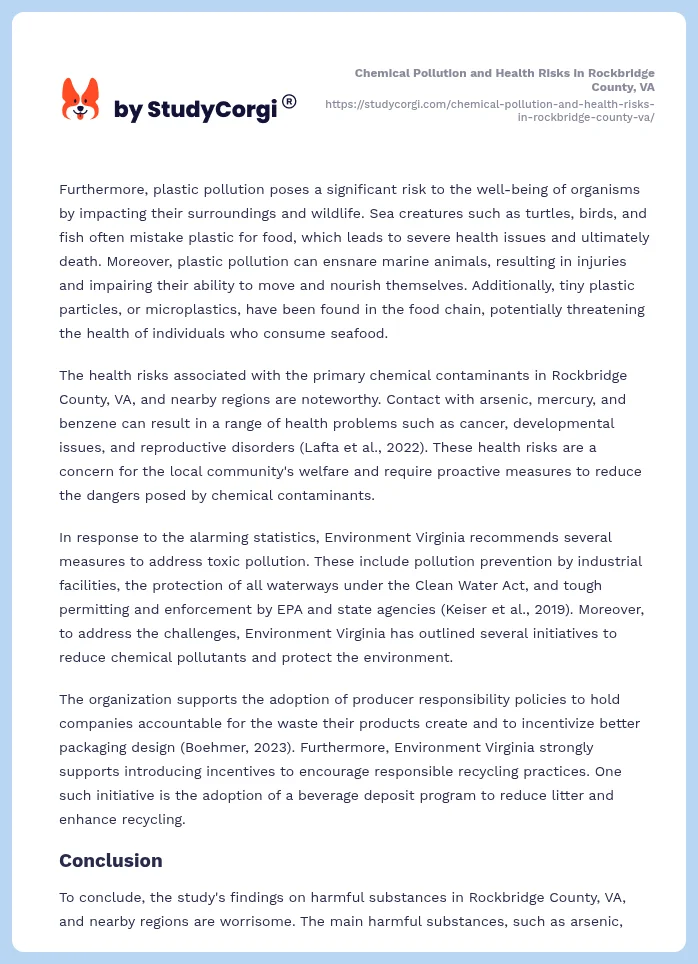 Chemical Pollution and Health Risks in Rockbridge County, VA. Page 2