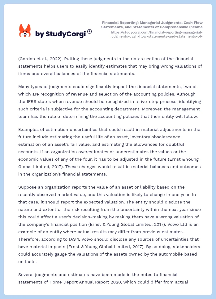 Financial Reporting: Managerial Judgments, Cash Flow Statements, and Statements of Comprehensive Income. Page 2