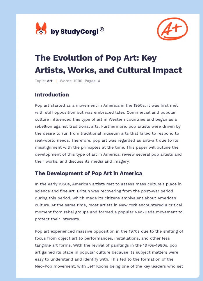 The Evolution of Pop Art: Key Artists, Works, and Cultural Impact. Page 1